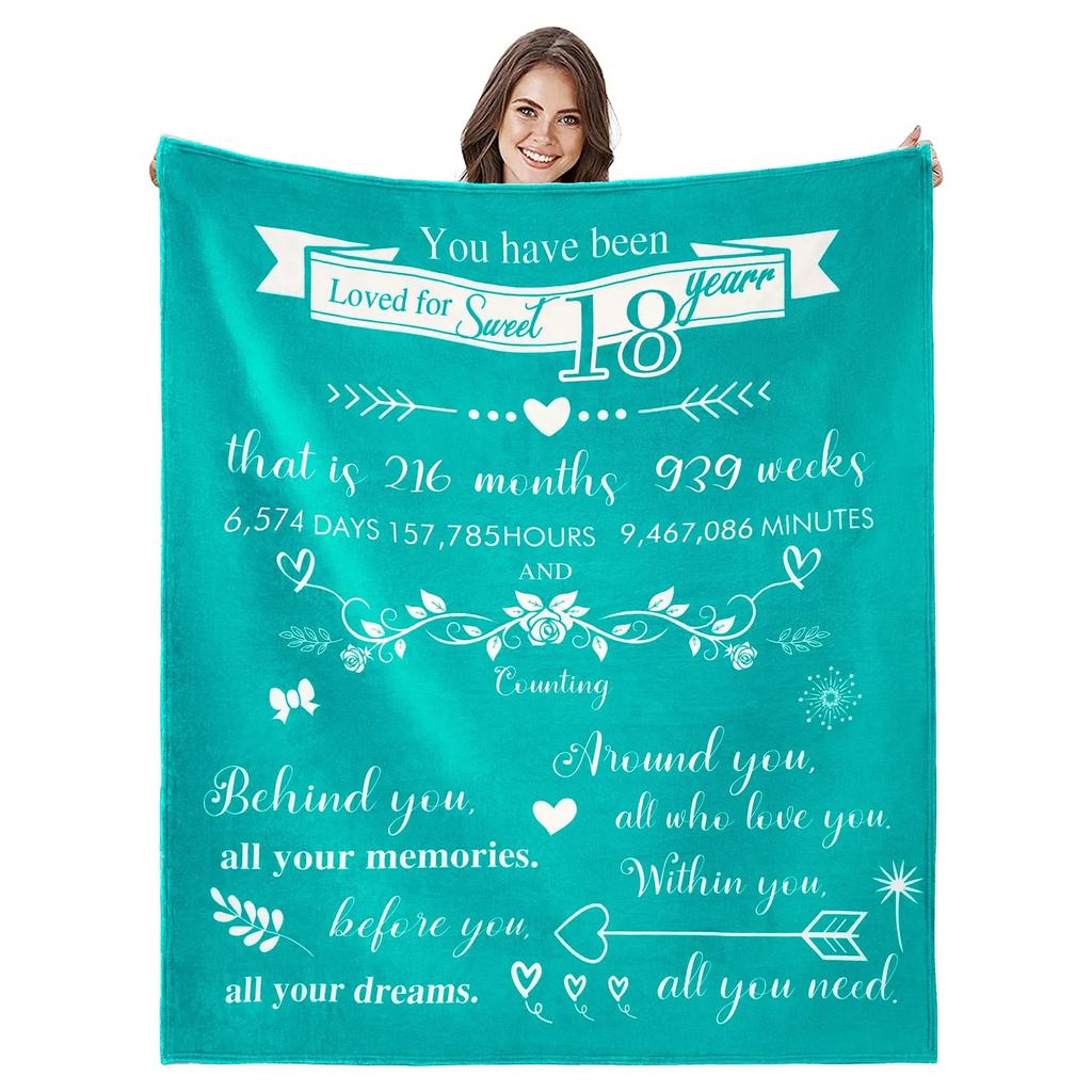 18th Birthday Gifts Ideas for Girls-Girls 18th Birthday Decor Blanket-Gift for 18 Year Old Girl-Gifts for Daughter Bestie Sister