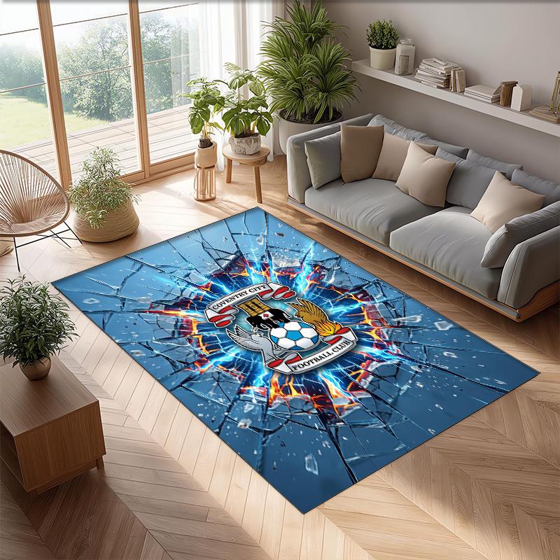 Tappeto in Velluto di Cristallo con Stampa del Coventry City Football, Comodo Assorbente d'Acqua Antiscivolo Tappeto per Pavimenti Interni