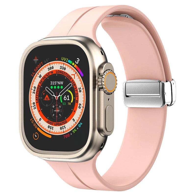 Magnetic Strap For Apple watch ultra band 49mm 45 mm Silicone Bracelet iWatch Series 7 8 se 6 5 3 44mm 45mm 40mm 41mm 42mm 38mm