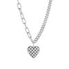 Korean version design sense black and white checkerboard love double chain titanium steel necklace sweet cool hip hop pendant women's jewelry
