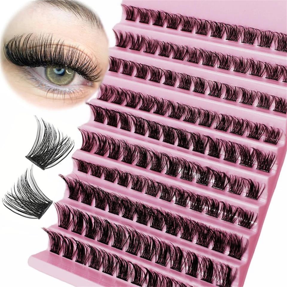 D Curl Eyelash Extensions 120 Pcs , Volume Cluster Lashes for DIY Home Use, Professional Look