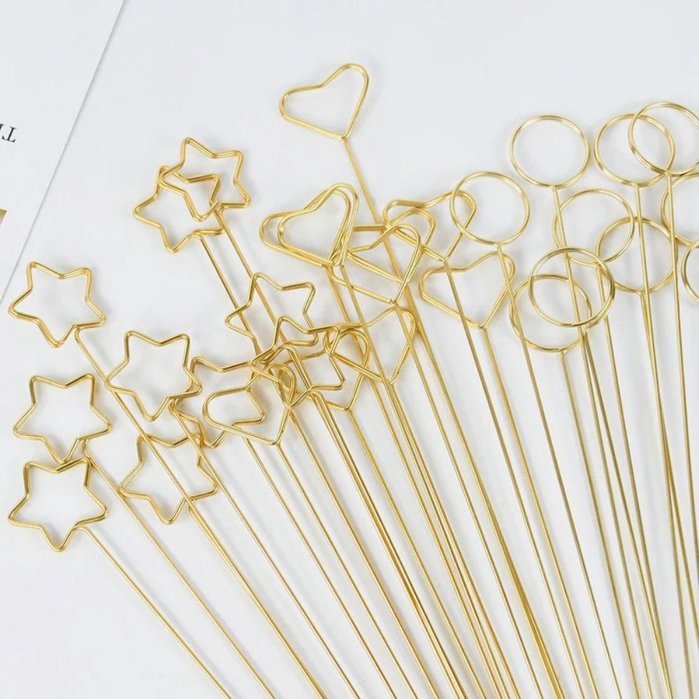 30/60pcs Creative Metal Card Holder DIY Memo Clip Holders Ring Loop Floral Pick  Desktop Decor