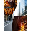 Men'S 3D Print Hoodie Set with Tiger Design, Featuring a Flame Pattern, Casual Sweatshirt with Pockets, Long Sleeve Tracksuit for Autumn And Winter