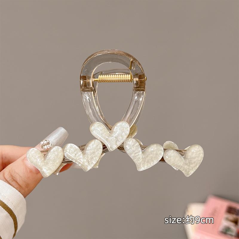 

Небольшие заколки-крабы в форме сердца для волос, женская заколка, акриловые шпильки, акульи хвостики, головные уборы, аксессуары для волос для девочек белый