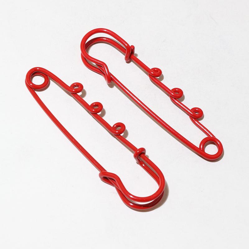 10pcs Crafts Safety Pins Brooch Metal Sewing Pins 61x17mm Clothes Pins with 3 Loops for Tags DIY Jewelry Making Accessories