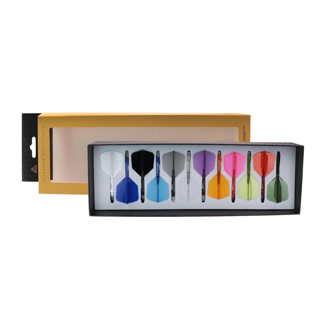 CUESOUL ROST 77 Transparent One-Piece Flights, Big Wing Shape, 12-Color Mix, Set of 12, Small (CS-77-12DF-S)