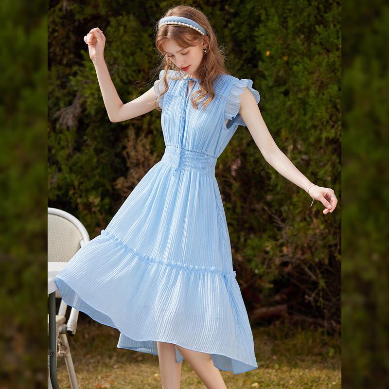 Women's French Style Ruffled A-line Lyocell Tencel Blend Long Dress