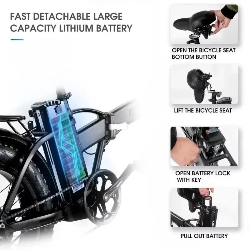 CMACEWHEEL GW20 48V18AH Lithium Battery Electric Bike Adult 20*4 Inch Fat Tire Mountain City Electric Bicycle