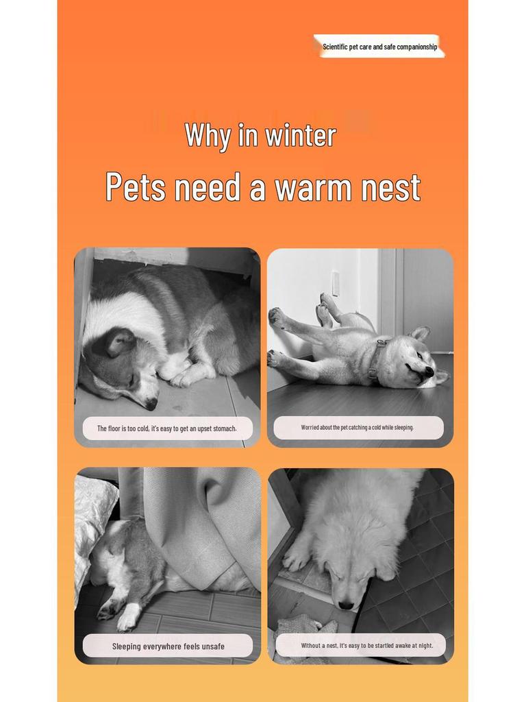 Cozy Winter Cat & Dog Bed with Handle - Enclosed Pet Villa