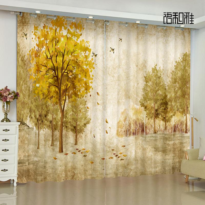 2 Paneel Chinesischer Vorhang Kran Landschaft Vorhang für Schlafzimmer Wohnzimmer Raumhohe Fenster Jalousien cortinas Ösenaufhängung