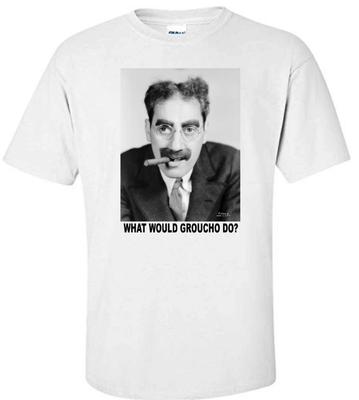 "GROUCHO MARX WWD?" MARX BROTHERS COMEDY MOVIE WHITE T-shirt