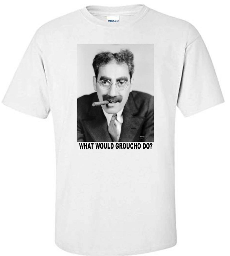 "GROUCHO MARX WWD?" MARX BROTHERS COMEDY MOVIE WHITE T-shirt