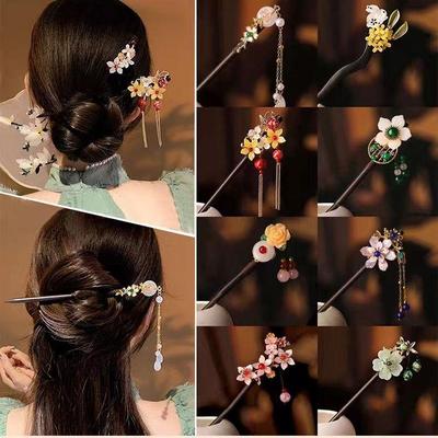 High-End Imitatie Sandelhout Kwastje Haarspeld voor Hanfu Cheongsam Opsteekkapsel