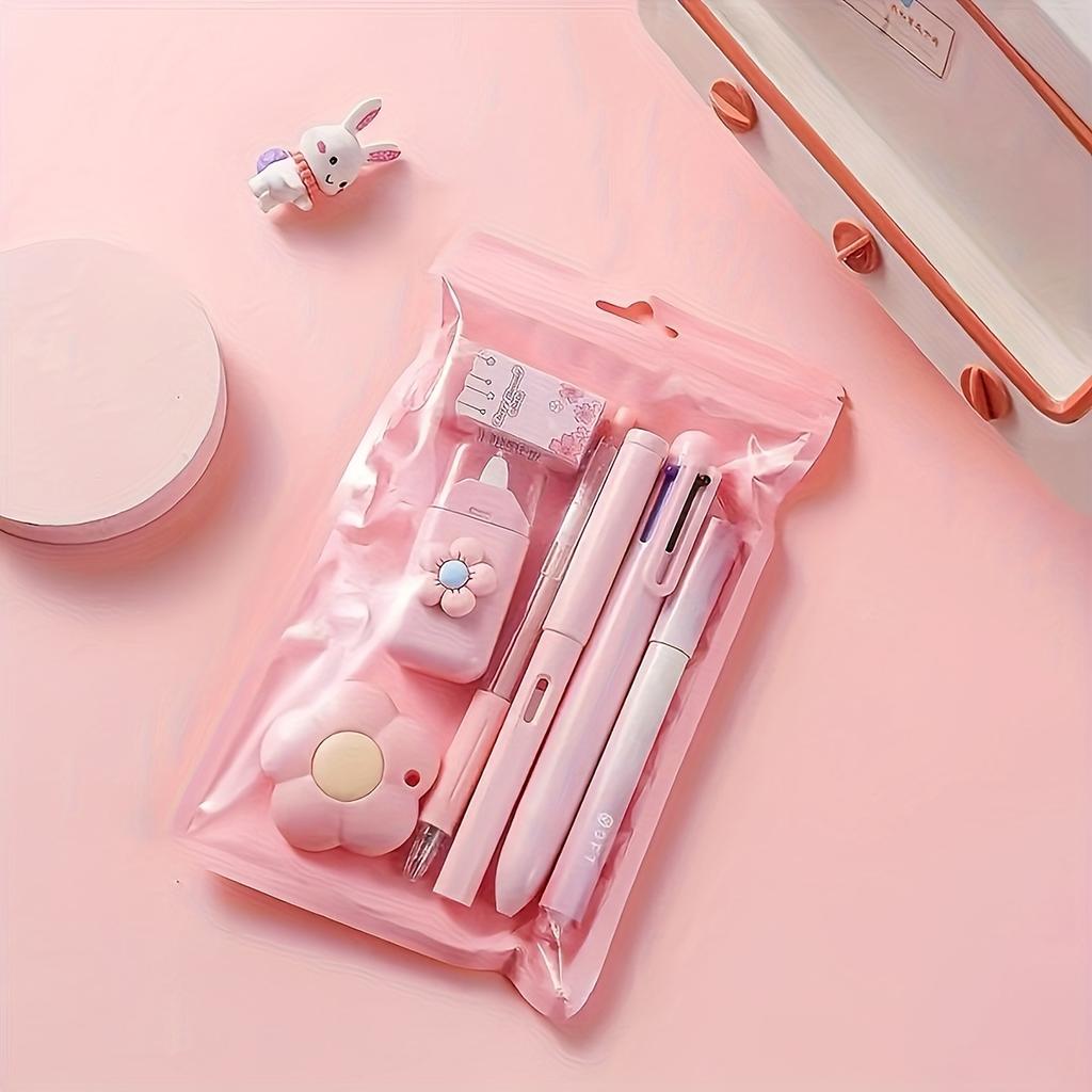 7pcs/set Cute School Supplies Gift Box - Durable and Diverse Stationery Set, Suitable for Students To Use