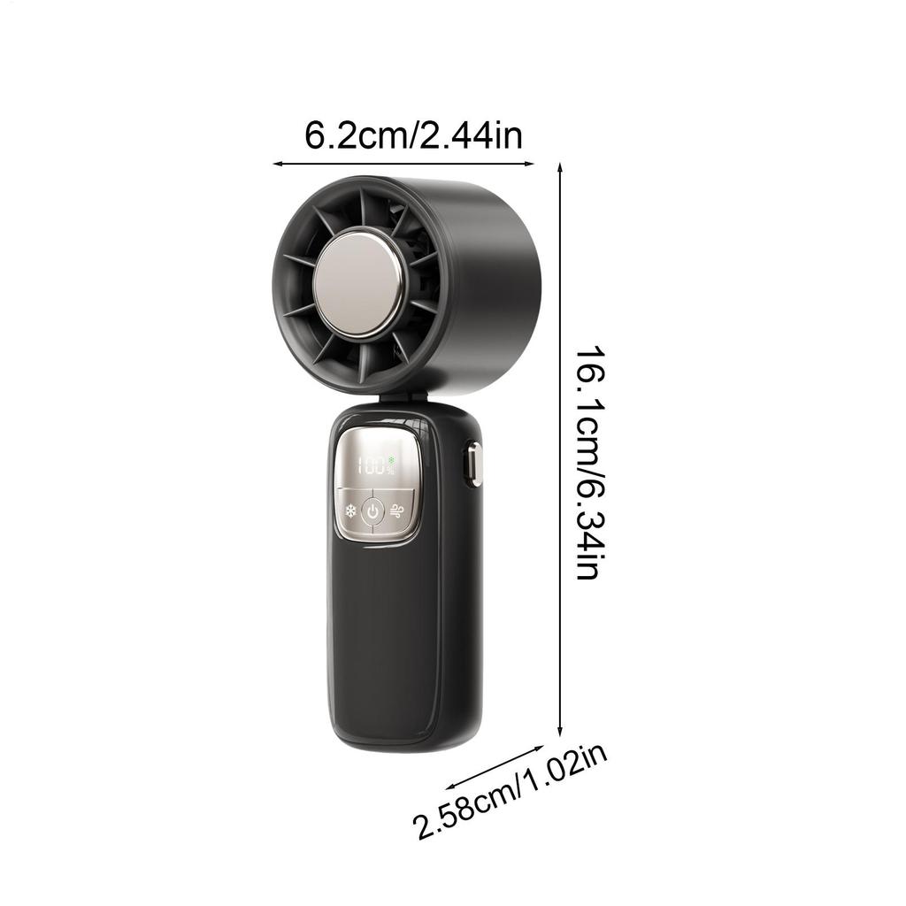 Portable Handheld Fan Personal Air Cooler LED Display Lightweight Foldable Cooling Device With Adjustable Speeds For Hot Weather
