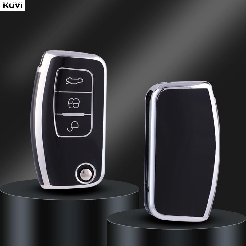 New Tpu Car Flip Key Case Cover Shell For Ford Fiesta Focus 2 Ecosport Kugua Falcon Escape C-Max Key Protector Fob Accessories