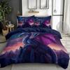 Magic Flying Dragon Duvet Cover Set Bright Colorful Fly Dragon Wildlife Kids Comforter Cover Outer Space Galaxy Men Bedding Set