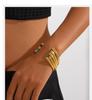 Cross-Border Gold Luxury Rhinestone Stainless Steel Open Bangle Bracelet