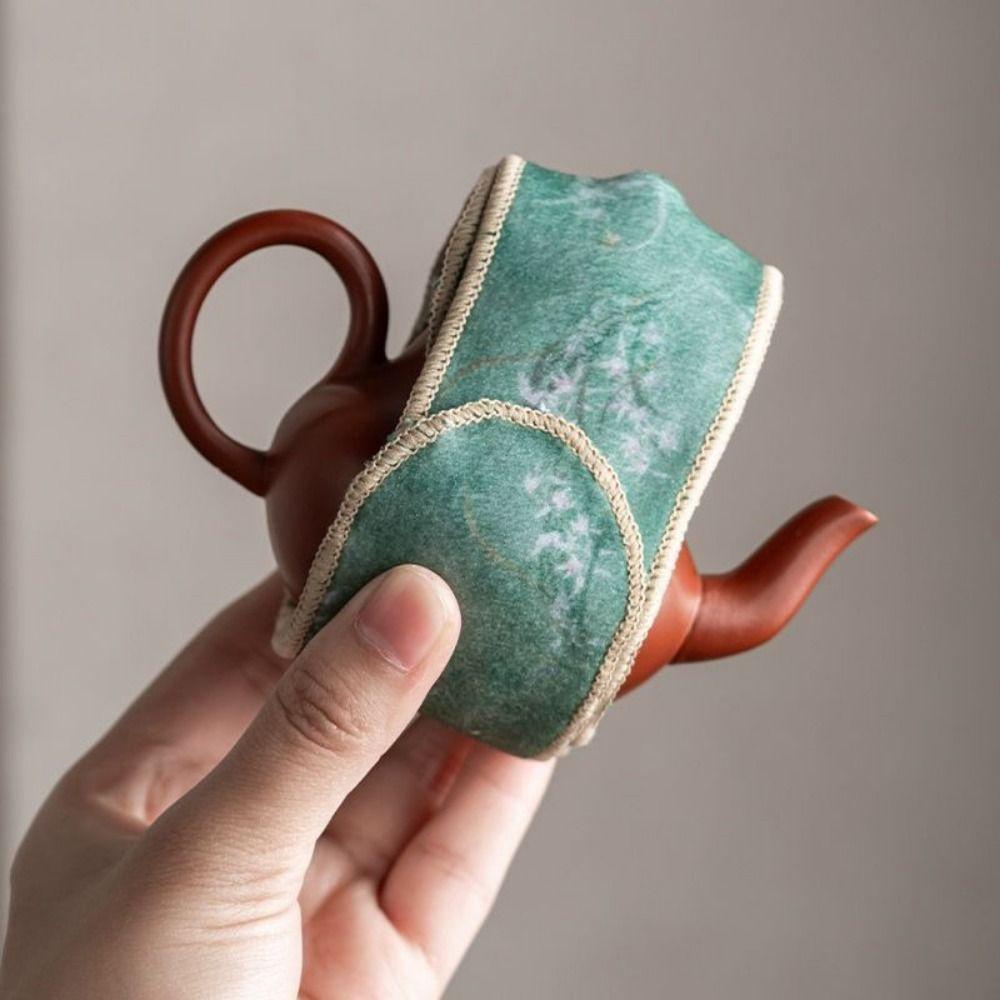 Anti-Drop Teapot Cover Cloth Suede Teapot Carrying Cover Retro Tea Accessories Tea Ceremony