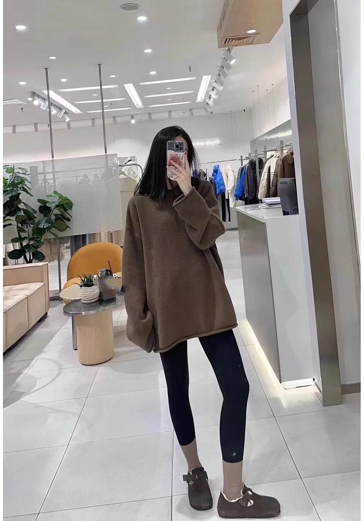 Women's European-Style Cashmere Sweater: Loose, Thick, Round Neck, Mid-Length, Pure Wool for Autumn & Winter.