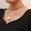 European and American Double-layer Metal Chain Choker Item Jewelry Simple Personality Big Love Pendant Necklace Spice Girl