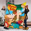 1pc Phineas and Ferb1 Theme Blanket - Digital Print, Polyester, Cozy for All Seasons, Perfect for Outdoor, and Travel