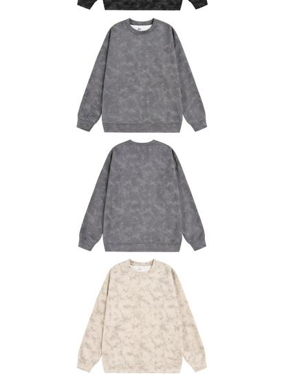 Men's Autumn Casual 360g Heavyweight Tie-dye Suede Fleece Round Neck Hoodie Jacket