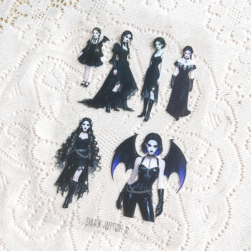 Pet Tape Journal Dark Night Witch Sticker Magic Woman Character Sticker Card Landscaping Collage Decoration