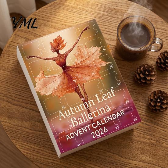 Seasonal Atmosphere Ornaments Autumn Leaves Ballet Dancer Acrylic Advent Calendar, 2D Hanging Ornament Set Unique Party Favors with Lanyard