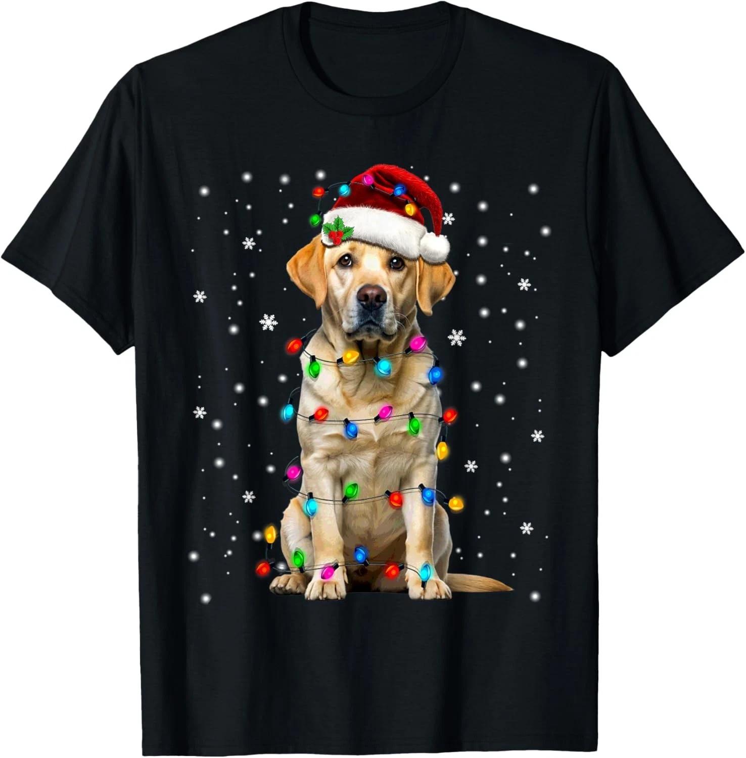Yellow Labrador Retriever Christmas Tree Light Pajama Dog T-Shirt unisex T-Shirt 3XL