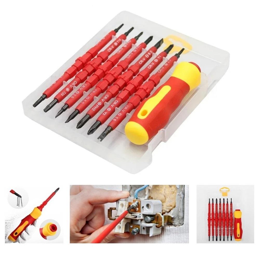 14 In 1 VDE Insulated Screwdriver Set Magnetic Bits For Electrical Repair Tools Changeable Bit Electricians Hand Tools