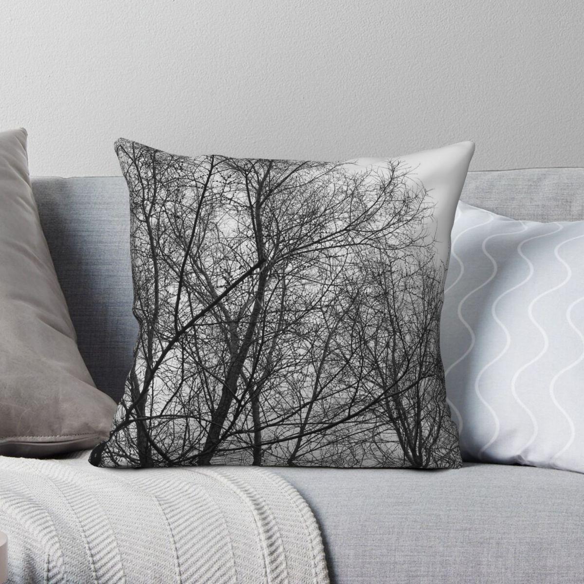 Lu Xika Chen Unisex Monochrome Nature Tree Pillowcase Polyester Linen Velvet Printed Zip Decor Throw Pillow Case Home Cushion Cover 45X45