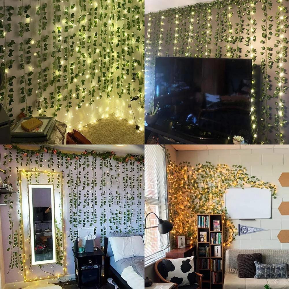 12PC Strands Umělé závěsné rostliny Lvy Leaf Vine Garland Falešné listy