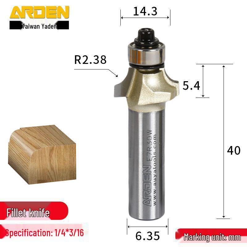 

Yaden Roundover Woodworking Router Bit - Chamfering & Slotting Cutter Trimmer Head R Engraving Machine Bit 0602