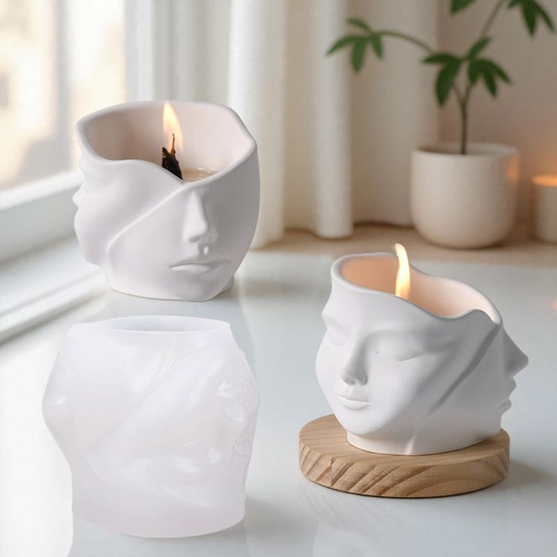 Flexible Silicone Face Mold Concrete Planter Molds Jewelry Trays Multipurpose Crafting Tool for Home Decoration Project