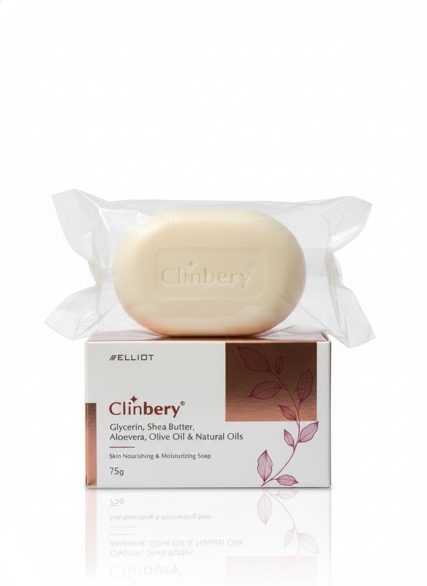 Clinbery Skin Nourishing & Moisturizing Soap with Glycerin, Shea Butter, Aloe Vera, Olive Oil & Natural Oils, 75g (pack of 3)