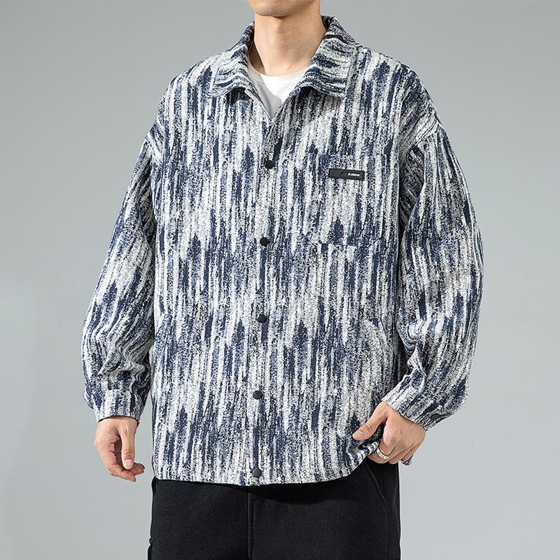 Spring and Autumn New Men's Korean Style Loose Lapel Long Sleeve Shirt Trendy Couple Internet Celebrity Same Style Stylish and Versatile Jacket