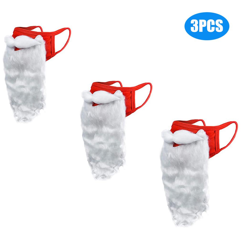 3PCS Santa Claus Mask And Beard Integrated Protective Dust-Proof Dress Up Mask