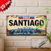 D Flat A Metal Sign from Santiago an Outdoor Plaque Wall Decoration Vintage Metal Sign with a Mountain Capital Theme