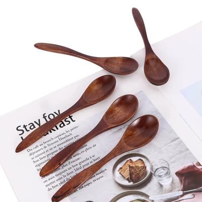 Cuchara de Madera Natural Utensilio de Cocina de Bambú Café Cocina Cucharilla Accesorios para Vajilla Cuchara Cucharillas para Té Cuchara para Remover