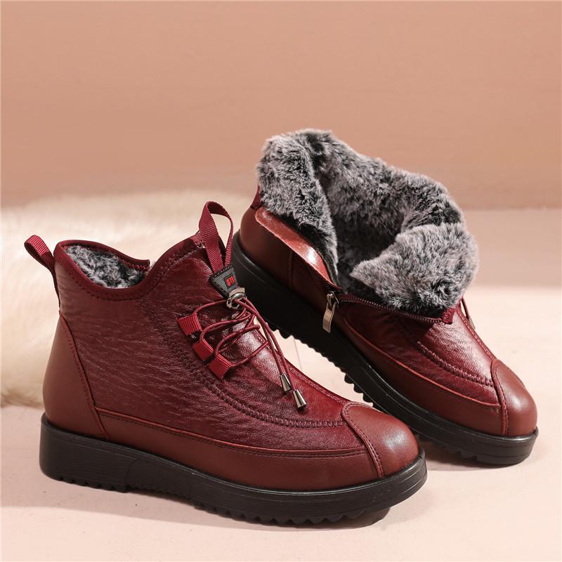 Женские зимние ботинки, новые зимние водонепроницаемые ботинки без застежек, женские однотонные теплые повседневные туфли, женские туфли из бархата и хлопка на плоской подошве 41