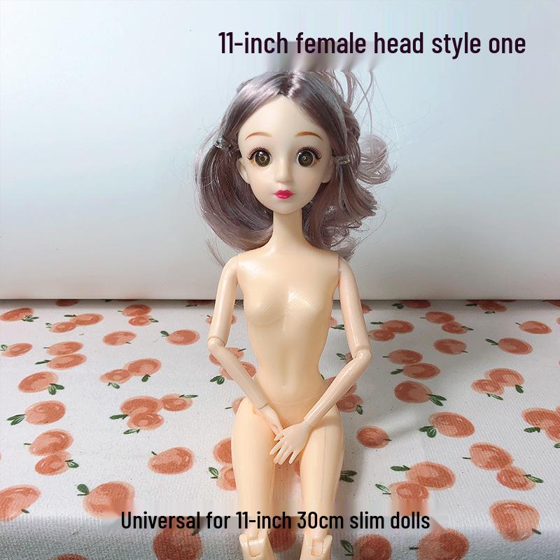 30cm 11-inch BJD Doll with Blinking Real Eyes, Changeable Clothes, DIY Options, and Bonus Head