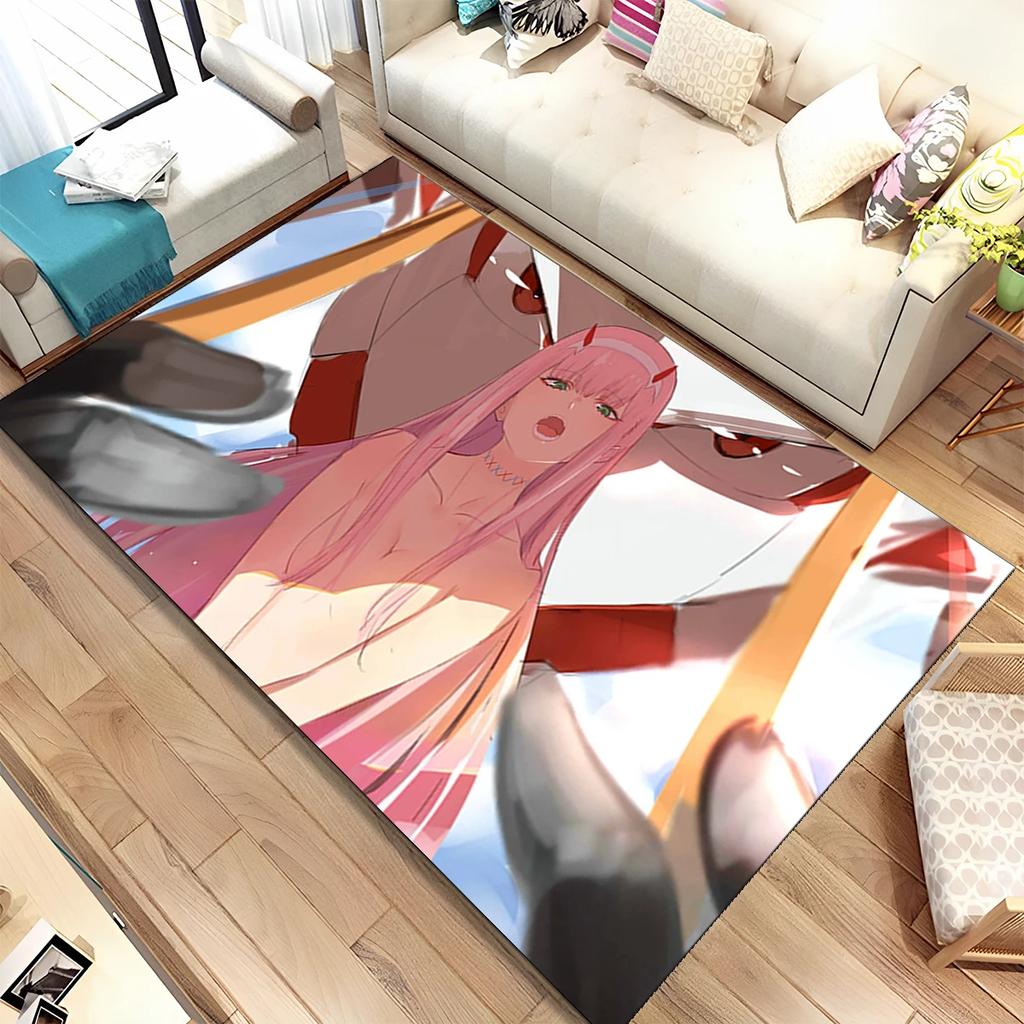 Tappeto Area Sexy Girl Zero Two DARLING In FRANXX, Tappeto per Casa Soggiorno Camera da Letto Divano Zerbino Decorazione, Tappetino Antiscivolo per Bambini Regalo