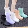 Spring and Autumn Fashion Women's Rain Boots Medium Tube Kitchen Work Fishing Outside Wear Car Wash Overshoes Water Shoes Fleece Warm Rain Shoes