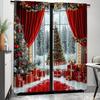 2 Pieces - Christmas tree pattern printed curtains   pole bag curtains   home decoration   room decoration