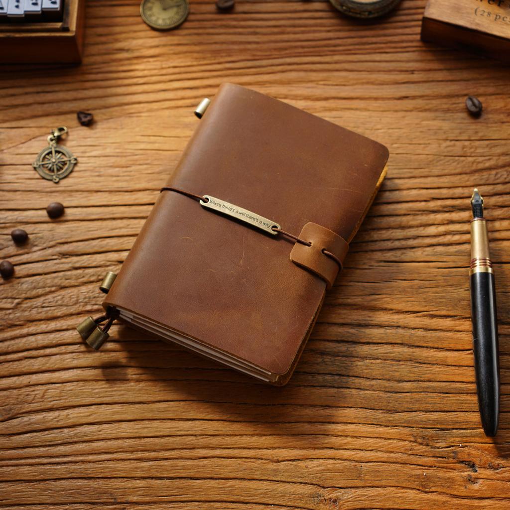 2026 First Layer Cowhide Notebook Genuine Leather Retro Travel Notebook Handmade Loose-leaf Notepad Diary Spot