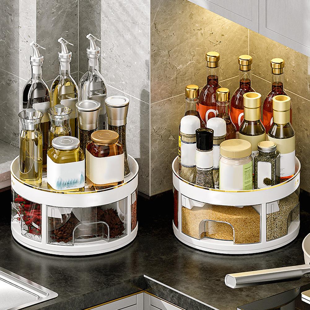 Rotating Spice Storage Holder Large Capacity Spice Storage Case Kitchen Supplies