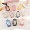 Hair Clip Claw for Women, Transparent Acrylic with Anti-Slip Dense Teeth, Dopamine Stripe Stable Grip Back Head Half-Tied Updo Hairstyles Accessory