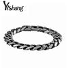 Stainless Steel Mens Bracelet Vintage Geometric Design Titanium Coated Single Weave 10mm Width 21cm Length