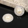 Engood 50Pcs 22mm Double Row Round  Rhinestone Pearl Buttons Vintage Sewing Trim & Embellishments for Wedding Decoration DIY